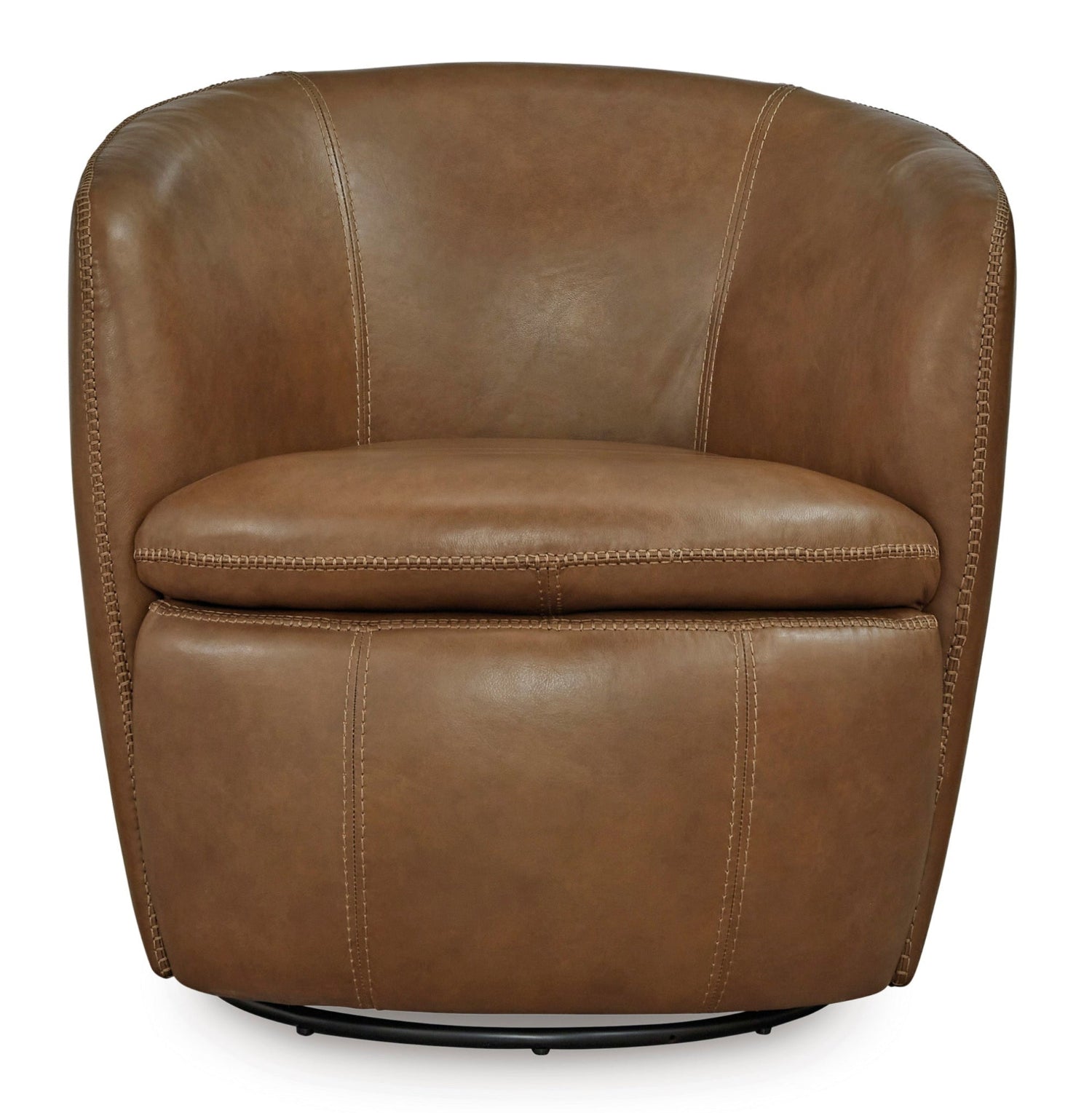 Brown leather armchair on a white background